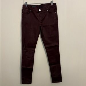 Kut From the Cloth Burgundy Coated Skinny Jeans Size 8